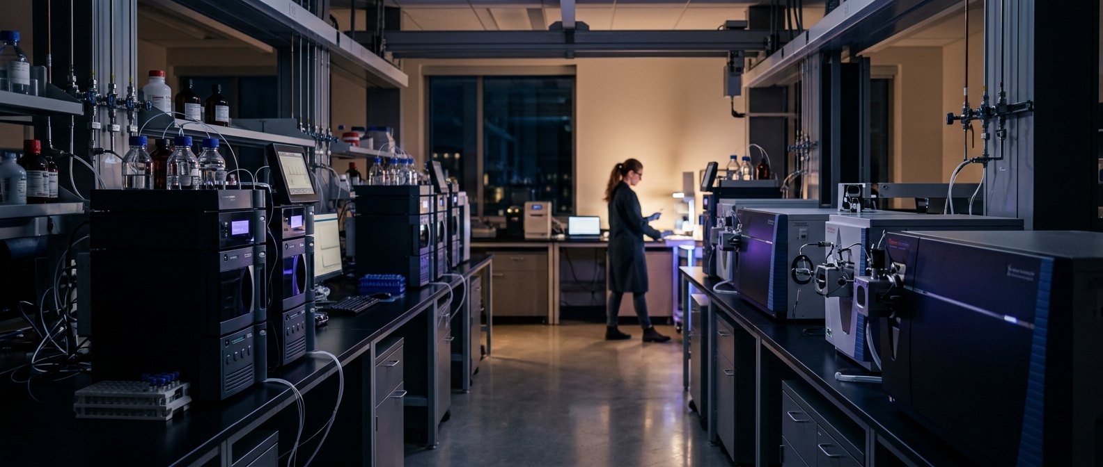 Researcher using laboratory equipment